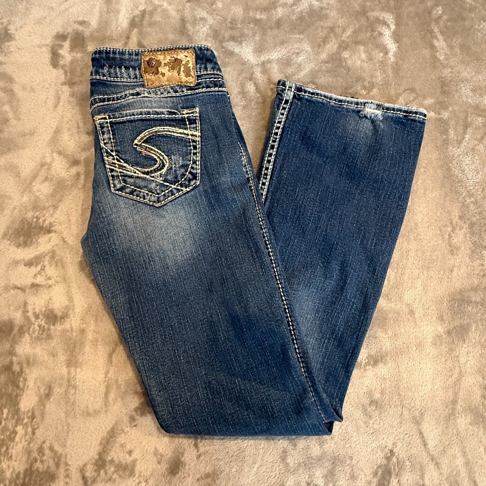 Silver Jeans Suki Bootcut Jeans Women's Distressed Medium Wash Stretch Denim